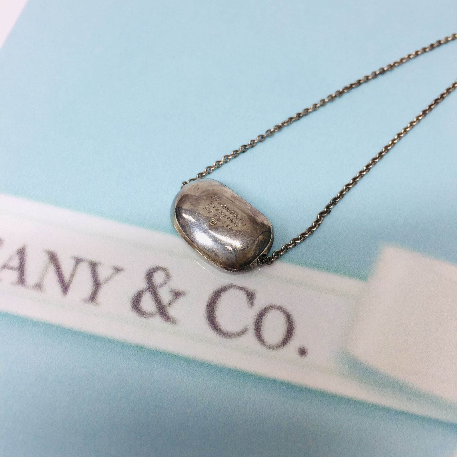 【美品】Tiffany ティファニー　ビーンズ　シルバーネックレス　ヴィンテージ S【ヴィンテージ】TIFFANY & CO. ティファニー ビーンズ シルバー