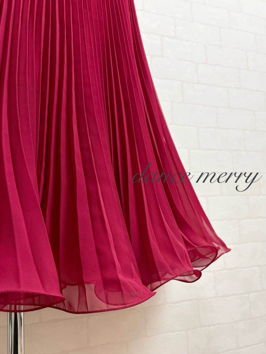  プリーツ シフォン 社交ダンス スカート ワイン 赤 パーティ レッスン 1302 ドレス ダンス衣装 社交ダンス
