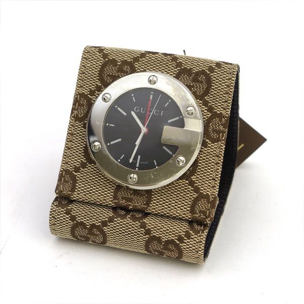 GUCCI グッチ トラベルクロック 置き時計 GGキャンバス 腕時計 うでとけい ウォッチ Watch クォーツ ブランド