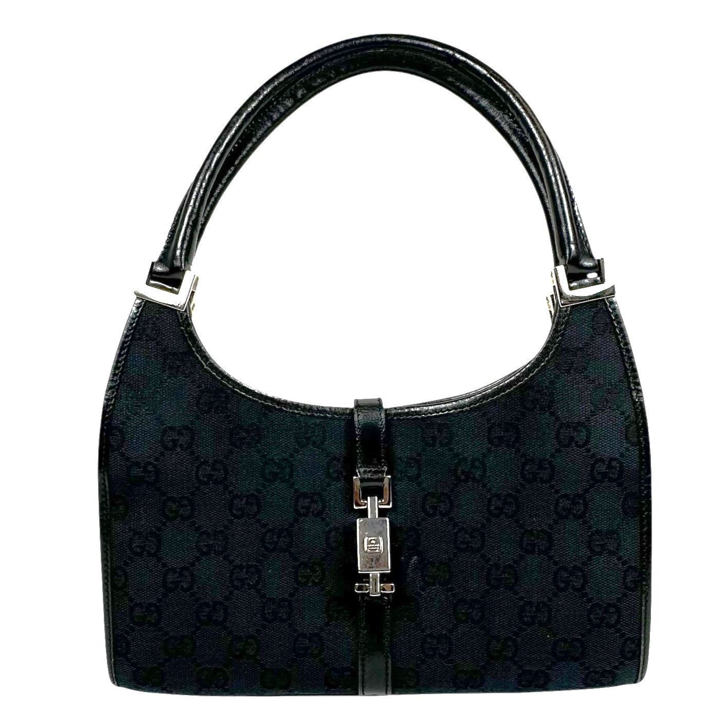 GUCCI グッチ ジャッキー ハンドバッグ GGキャンバス ブラック レディース -AB