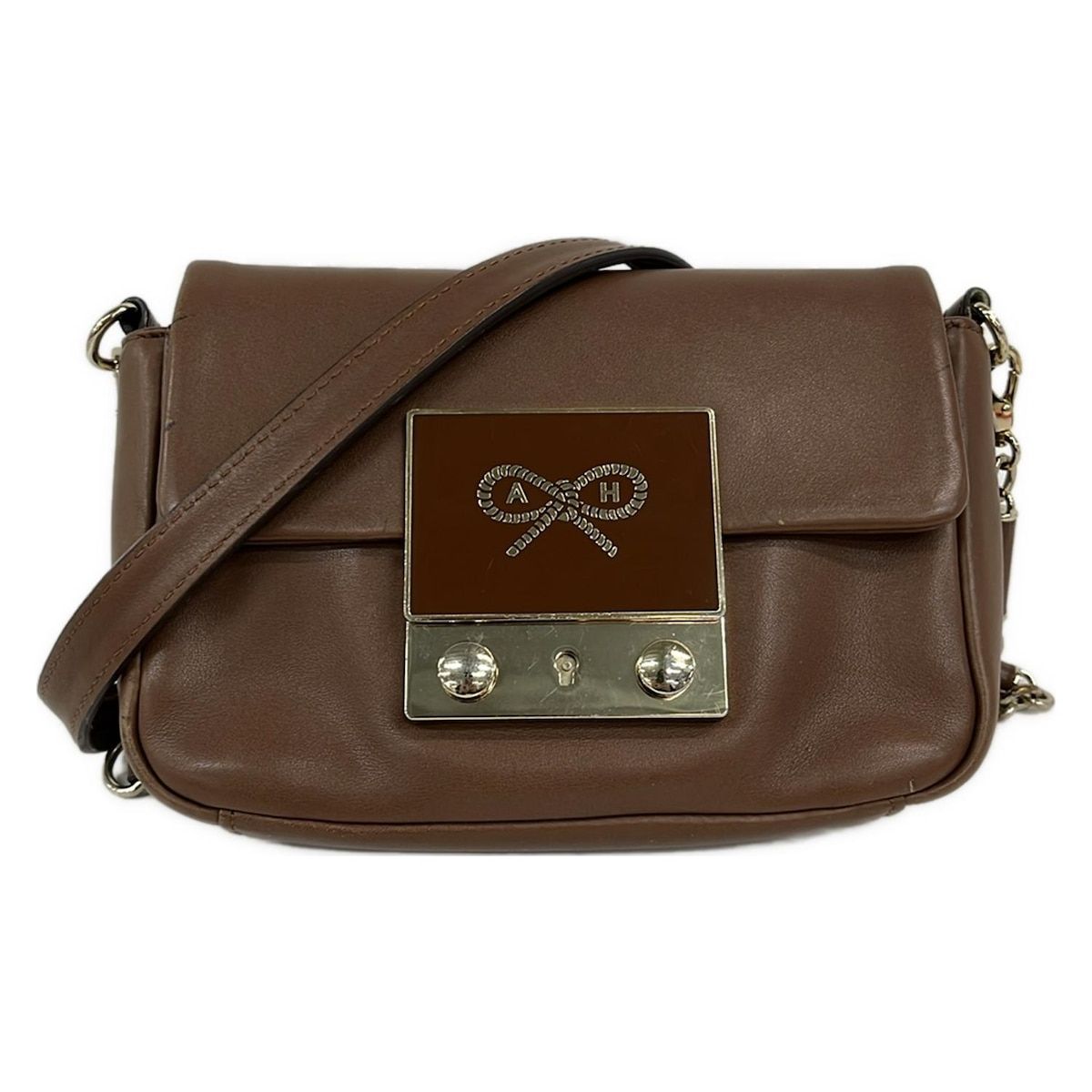 アニヤハインドマーチ ショルダーバッグ - ダークブラウン×ゴールド