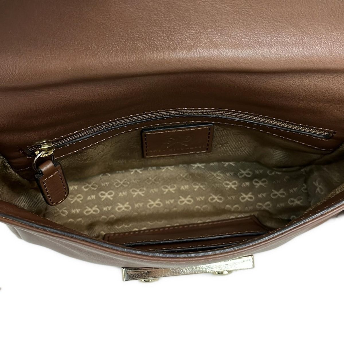 アニヤハインドマーチ ショルダーバッグ - ダークブラウン×ゴールド