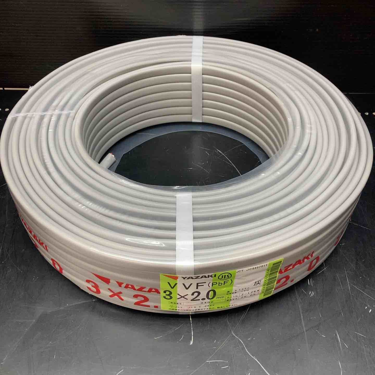 矢崎エナジーシステム VVFケーブル 2.0mm×2芯 白黒 100m 灰 矢崎 矢崎エナジーシステム VVFケーブル 2.0mm×2芯 白黒 100m 灰 矢崎