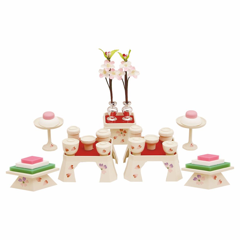 雛人形 雛飾り お膳揃いセット アイボリー 15号手作り 一部地域を除く