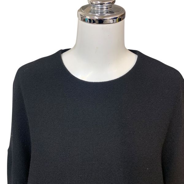 エンフォルド ENFOLD ブラウス 長袖 ドロップショルダー ラウンドネック プルオーバー トップス 黒 毛 38 M 9号 レディース H 5 Z 077