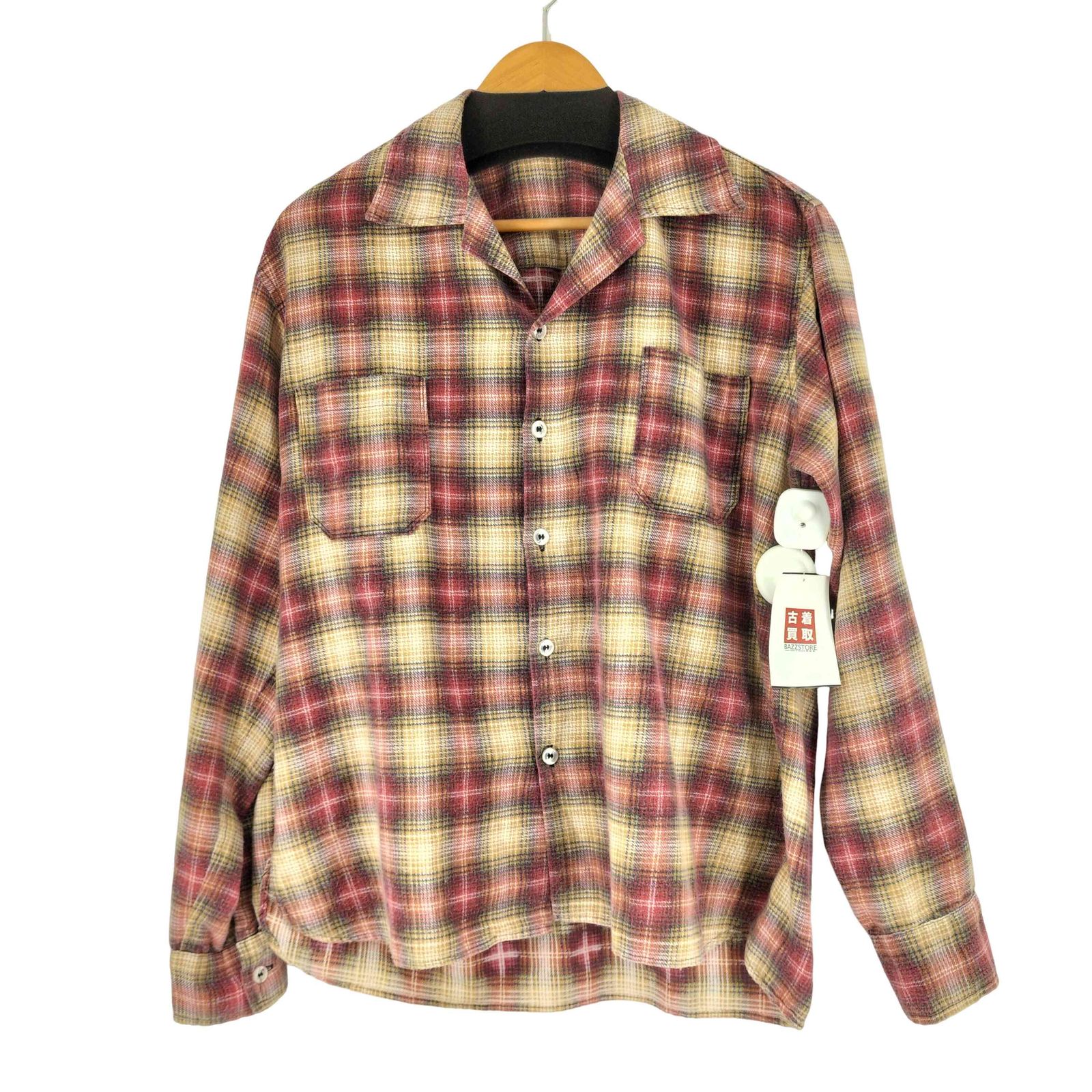 ユーズドフルギ 古着 60 S オンブレチェック L 開襟シャツ メンズ 表記無