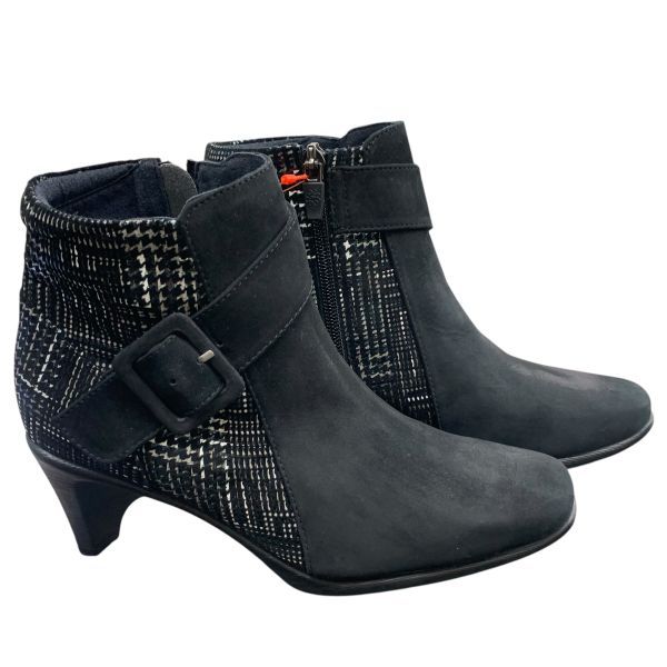 ビューフォート BeauFort ショートブーツ サイドジップ バンド付き ブーティ スエード 黒 スエード調 23.0 EEE レディース H 5 Z 073