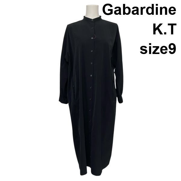 ギャバジンケーティー Gabardine K.T シャツワンピース ロング丈 長袖 スタンド Iライン 黒 ブラック 9 M レディース S 5 Y 502