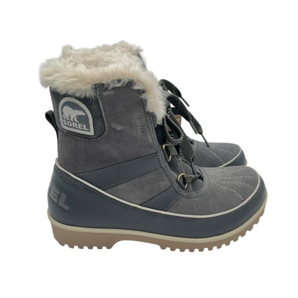 ソレル SOREL スノーブーツ ウインター ティボリ フェイクファー グレー スウェード 24.5 cm レディース S 5 Y 473