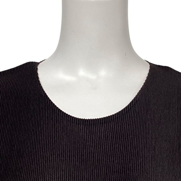 プリーツプリーズ PLEATS PLEASE カットソー 半袖 クルーネック プリーツ加工 ダークブラウン 3 L 11号 レディース S 5 Y 519