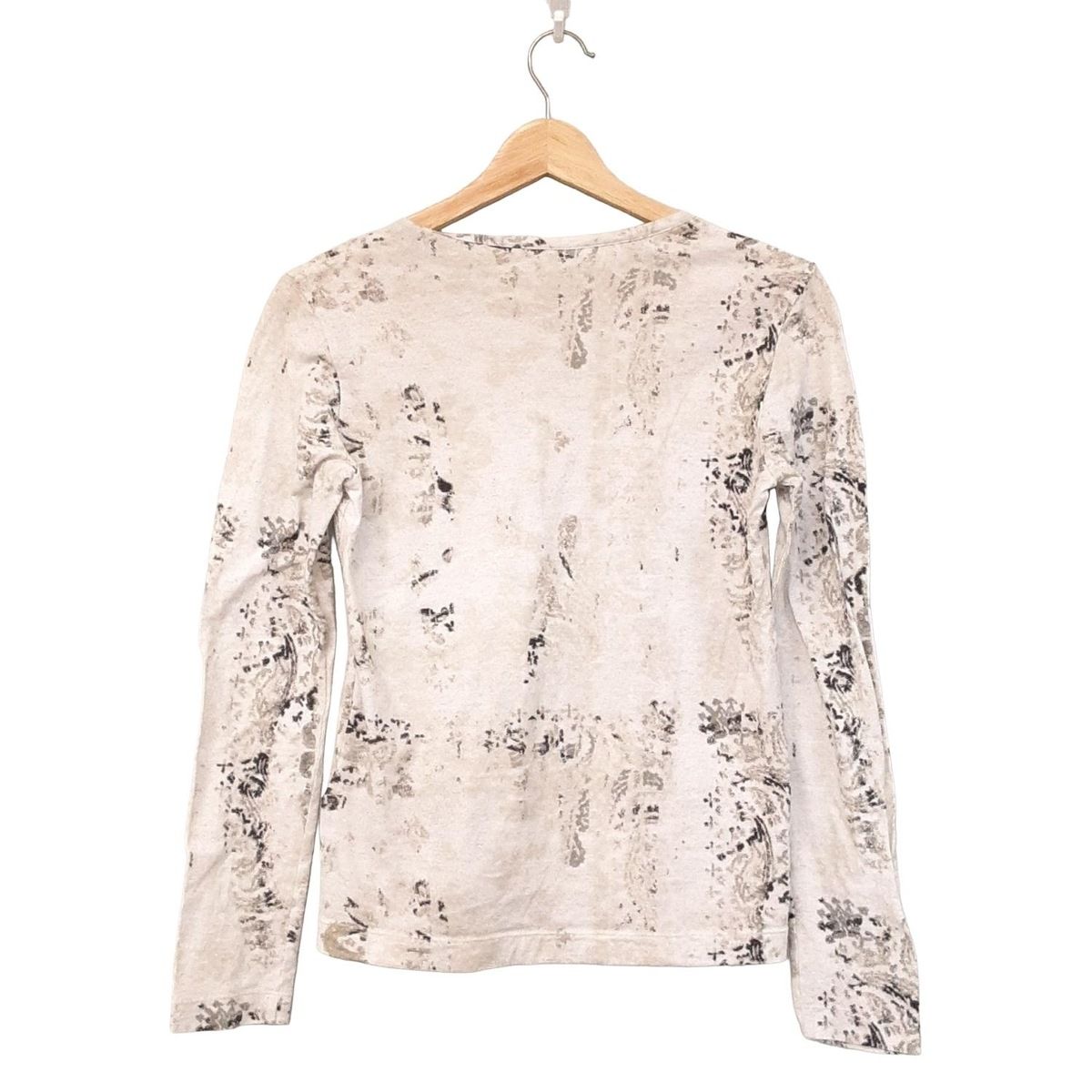 Y s ワイズ 長袖Tシャツ サイズ2 M レディース - アイボリー×黒×マルチ クルーネック