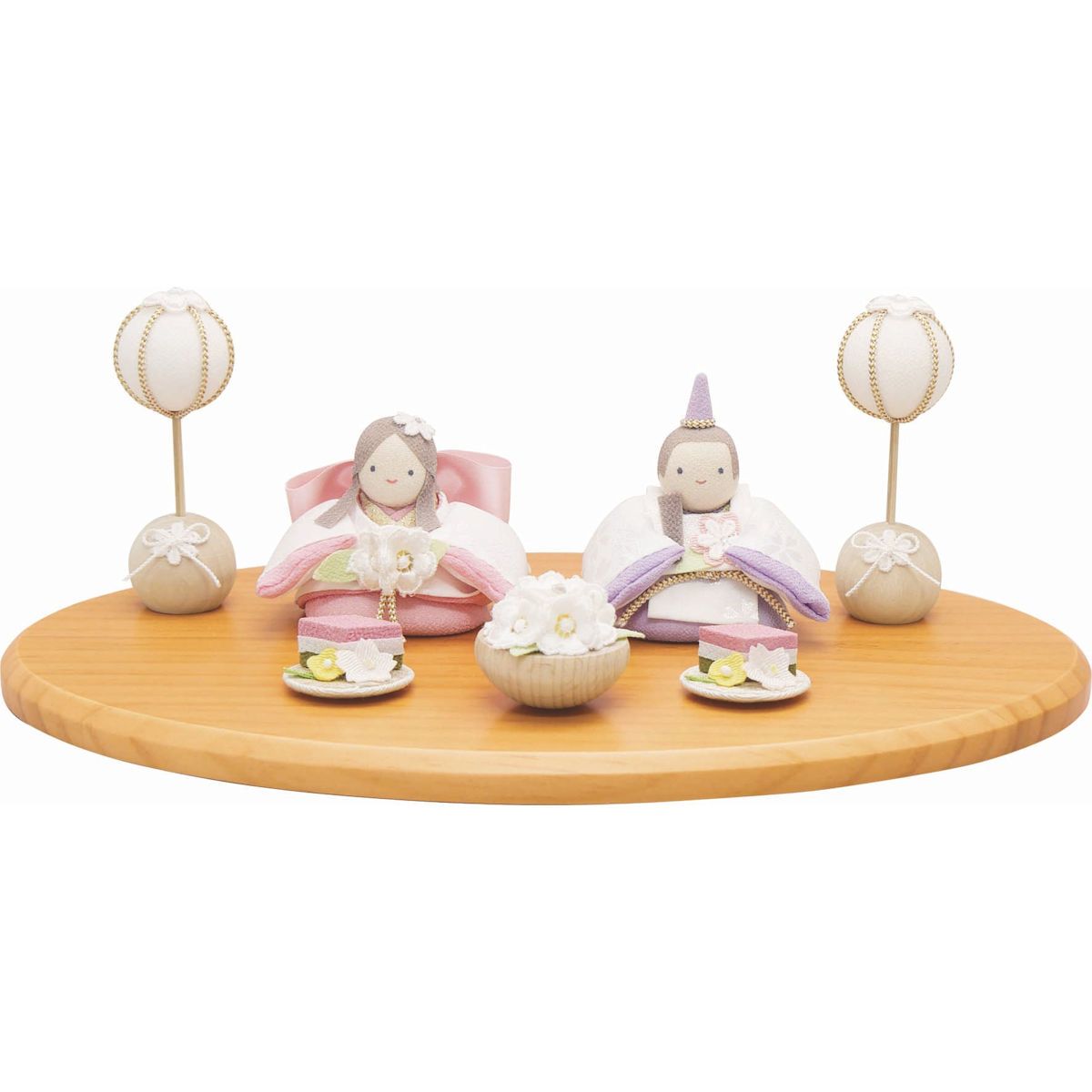 雛人形 雛飾り 響 ひびき 淡色 あわいろ にっこりおひなさま 木製台セット コンパクト･マンションサイズ 手作りちりめん細工