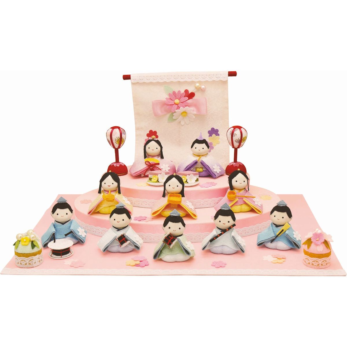 雛飾り　京ちりめん　おひなさま 雛人形 雛飾り ちいさな おはなのおひなさま 10人 コンパクト