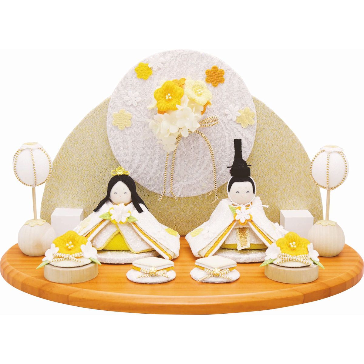 雛人形 雛飾り ぽかぽかひな 衝立飾り コンパクト･マンションサイズ 手作りちりめん細工