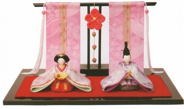 雛人形 ひなまつり 和雑貨 和ごころ 花雅雛 桃花几帳付手作りちりめん細工 コンパクト