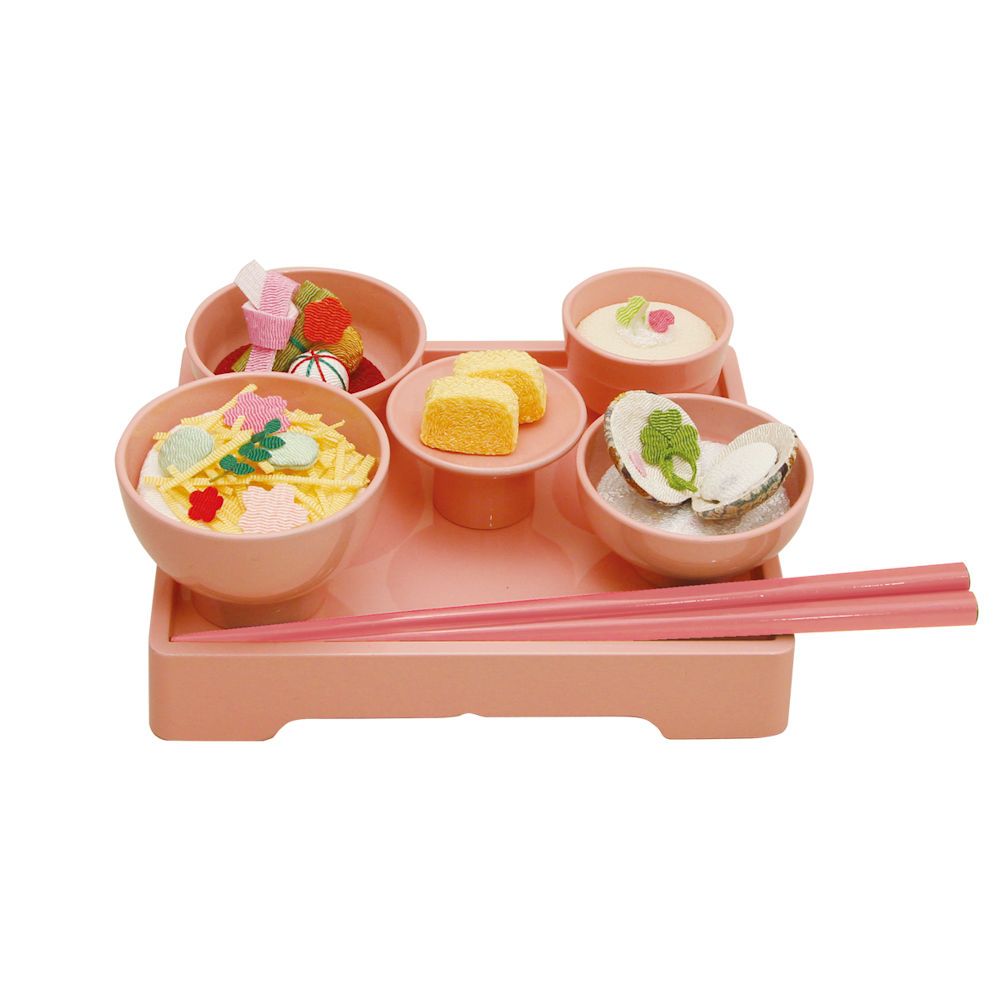 雛人形 雛飾り ちりめん彩り 祝い御膳 さくら コンパクト･マンションサイズ 手作りちりめん細工