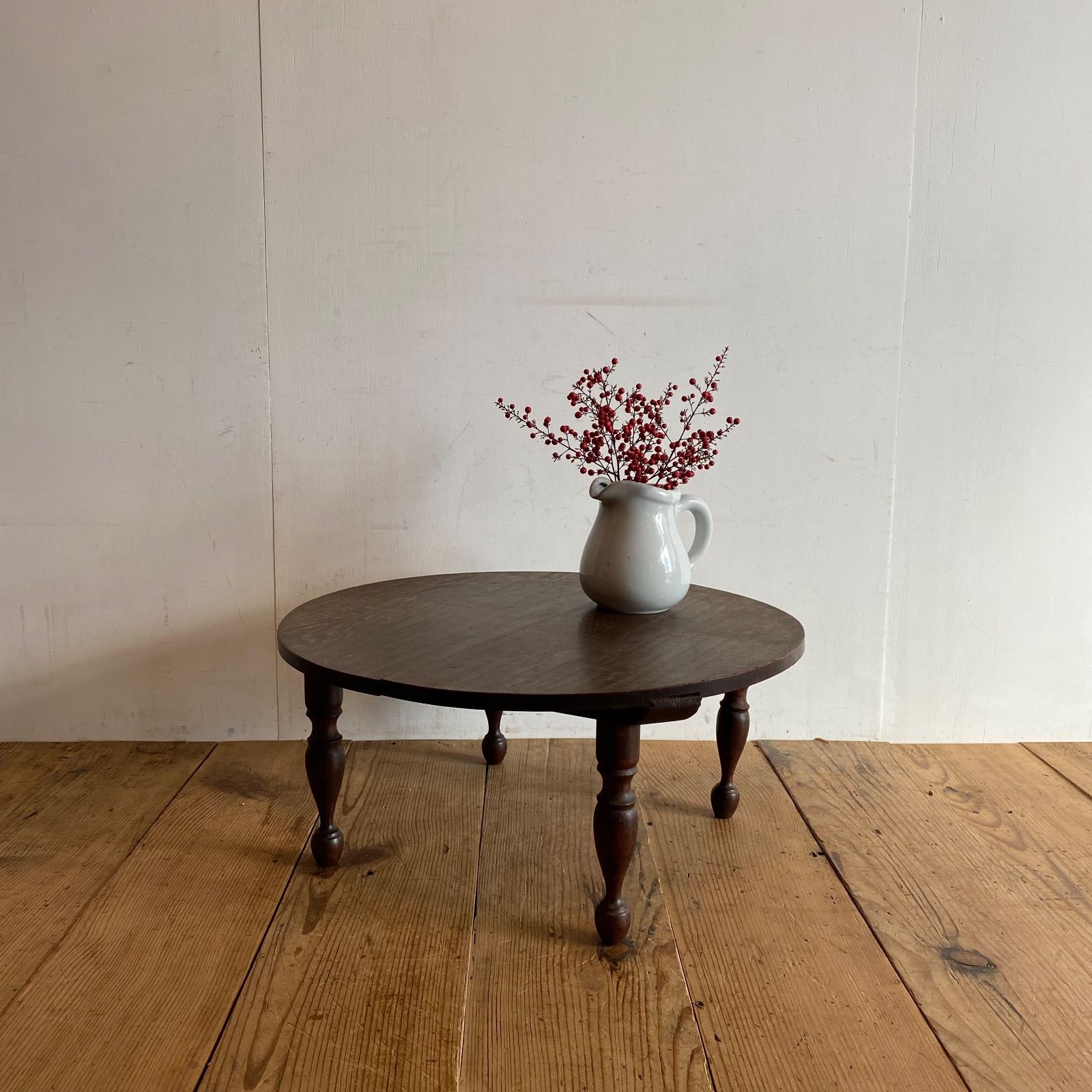 アンティーク 古家具 丸テーブル ろくろ脚 サイドテーブル 木製テーブル 古道具 y 350