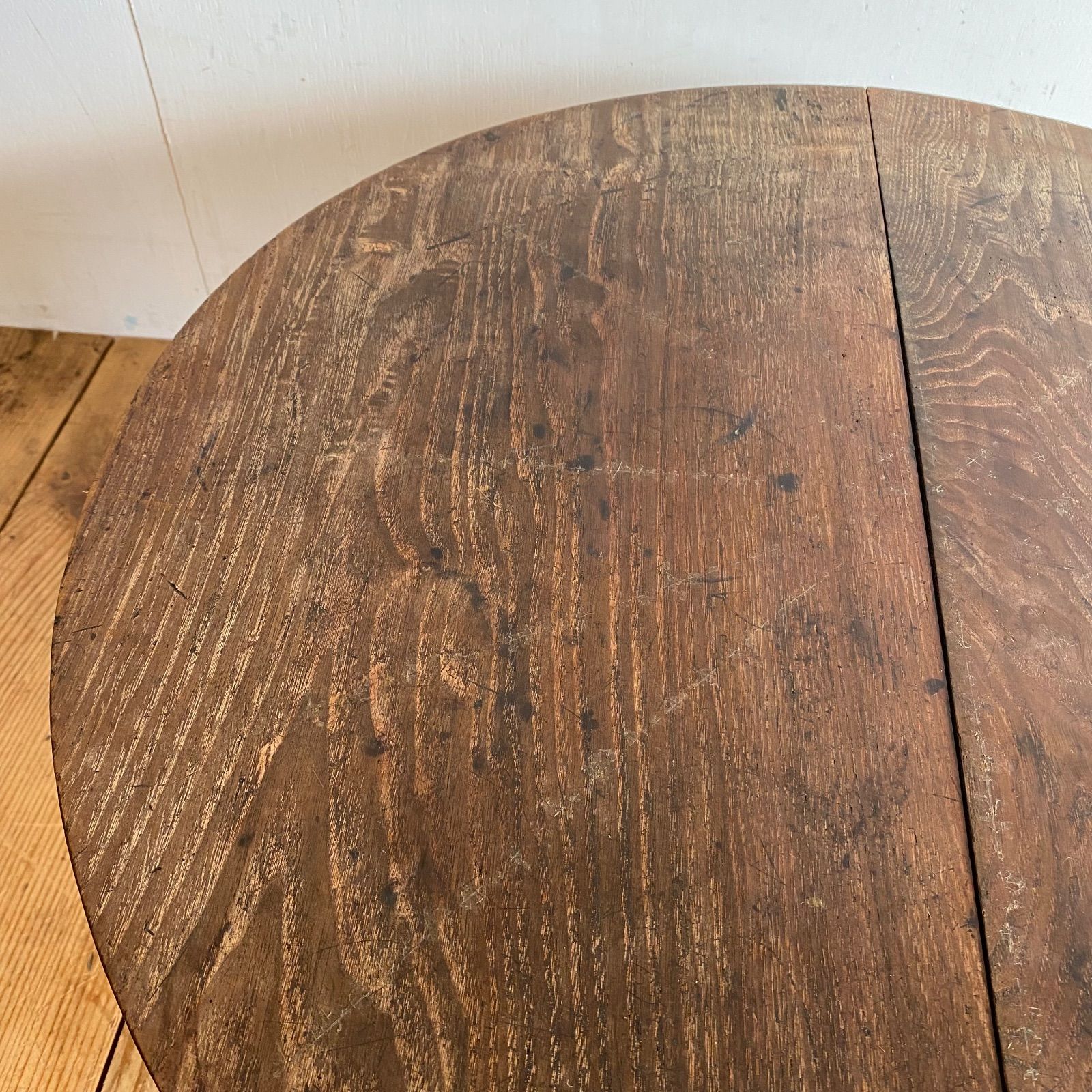 アンティーク 古家具 丸テーブル ろくろ脚 サイドテーブル 木製