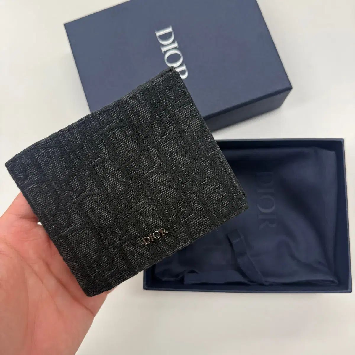 クリーム版 OS ディオール オブリーク 二つ折り財布 ブラック