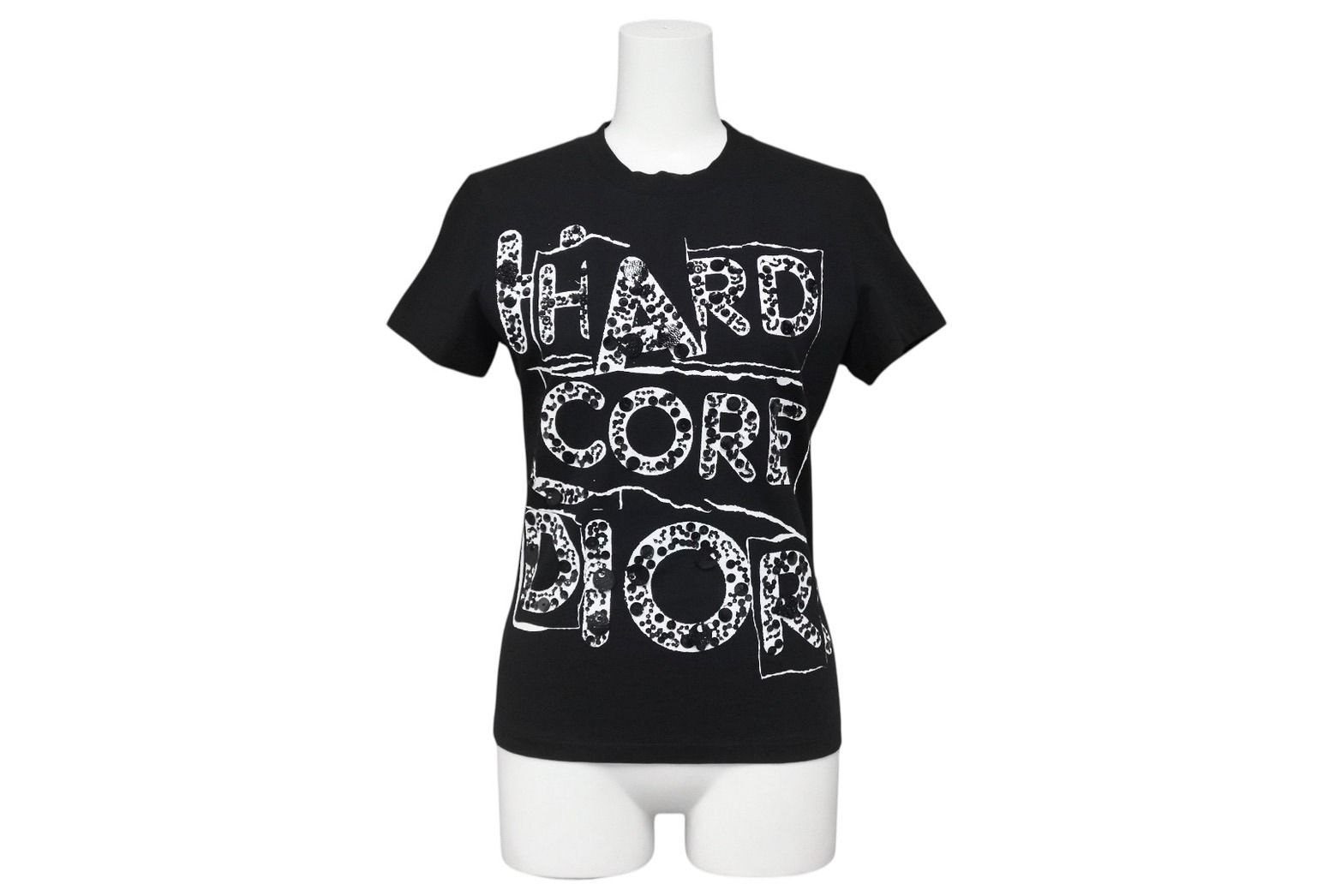 Christian Dior クリスチャンディオール HARD CORE 半袖Ｔシャツ ブラック コットン サイズ38 4 b 010442