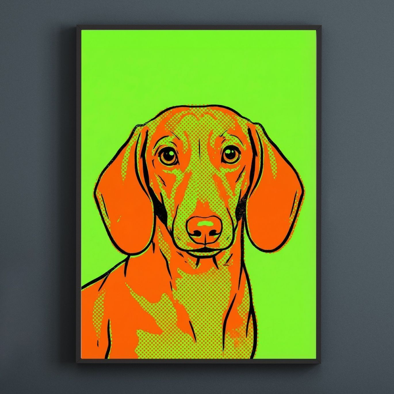 POP ART DOG ダックスフンド犬 No 1 ジークレー版画 名入れOK 見るたびに笑顔になれる カラフルPOPアートポスター カラフル 犬 ポップアート インテリア 北欧 モダン ギフト