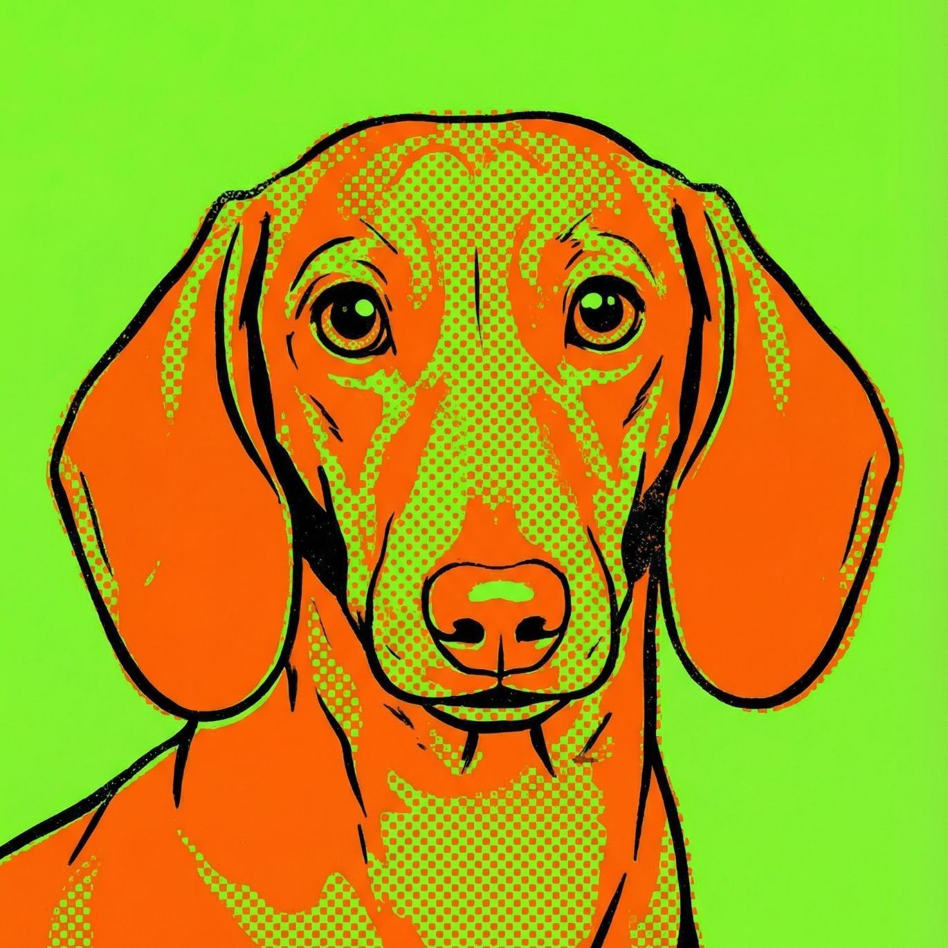 POP ART DOG - ダックスフンド犬 No.1 ジークレー版画 名入れOK 見るたびに笑顔になれる カラフルPOPアートポスター カラフル 犬 ポップアート インテリア 北欧 モダン ギフト