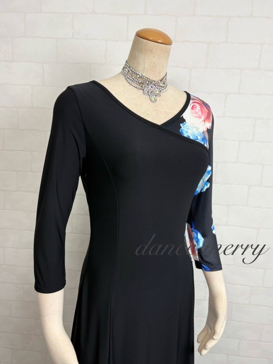 新品　社交ダンス　ワンピース　黒　青　ピンク　パーティ　シンプル　5366 新品 社交ダンス ワンピース 黒 青 ピンク パーティ シンプル 5366