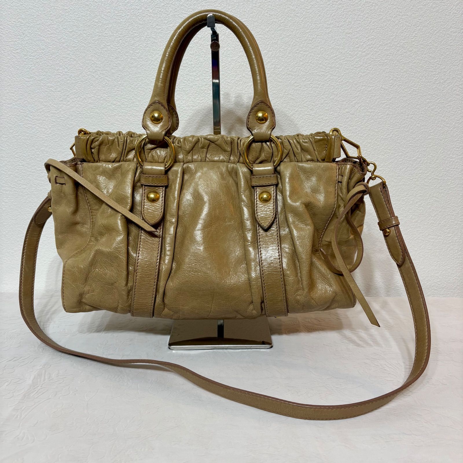 Miu Miu Vitello Lux Hand Bag 2way ヴィッテロルクス ハンドバッグ