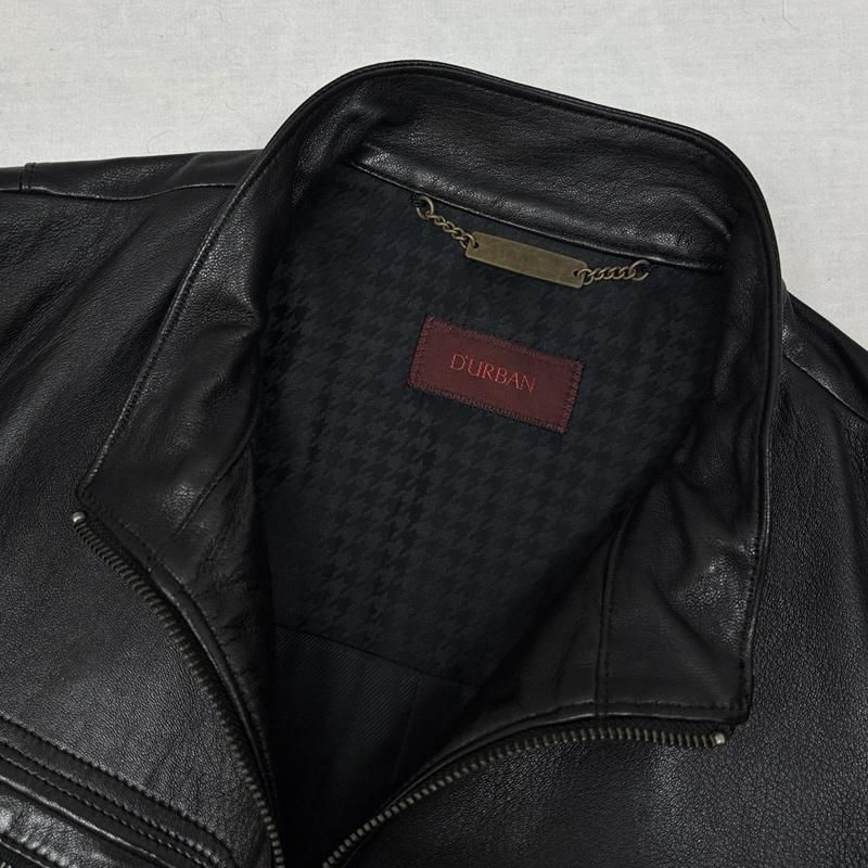 ダーバン レナウン レザージャケット ライダースジャケット スタンドカラー ダーバン 羊革 ラムレザー スタンドカラー シングル ライダース
