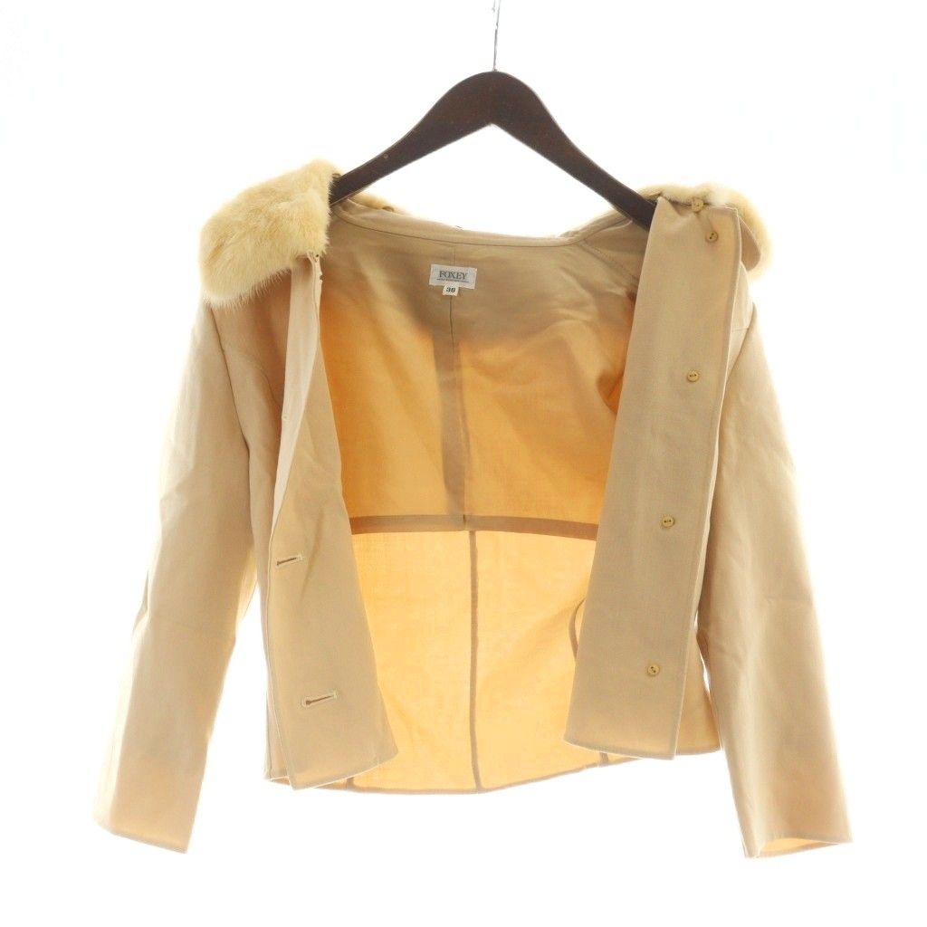 フォクシー FOXEY ステンカラージャケット 長袖 シングル ミンクファー