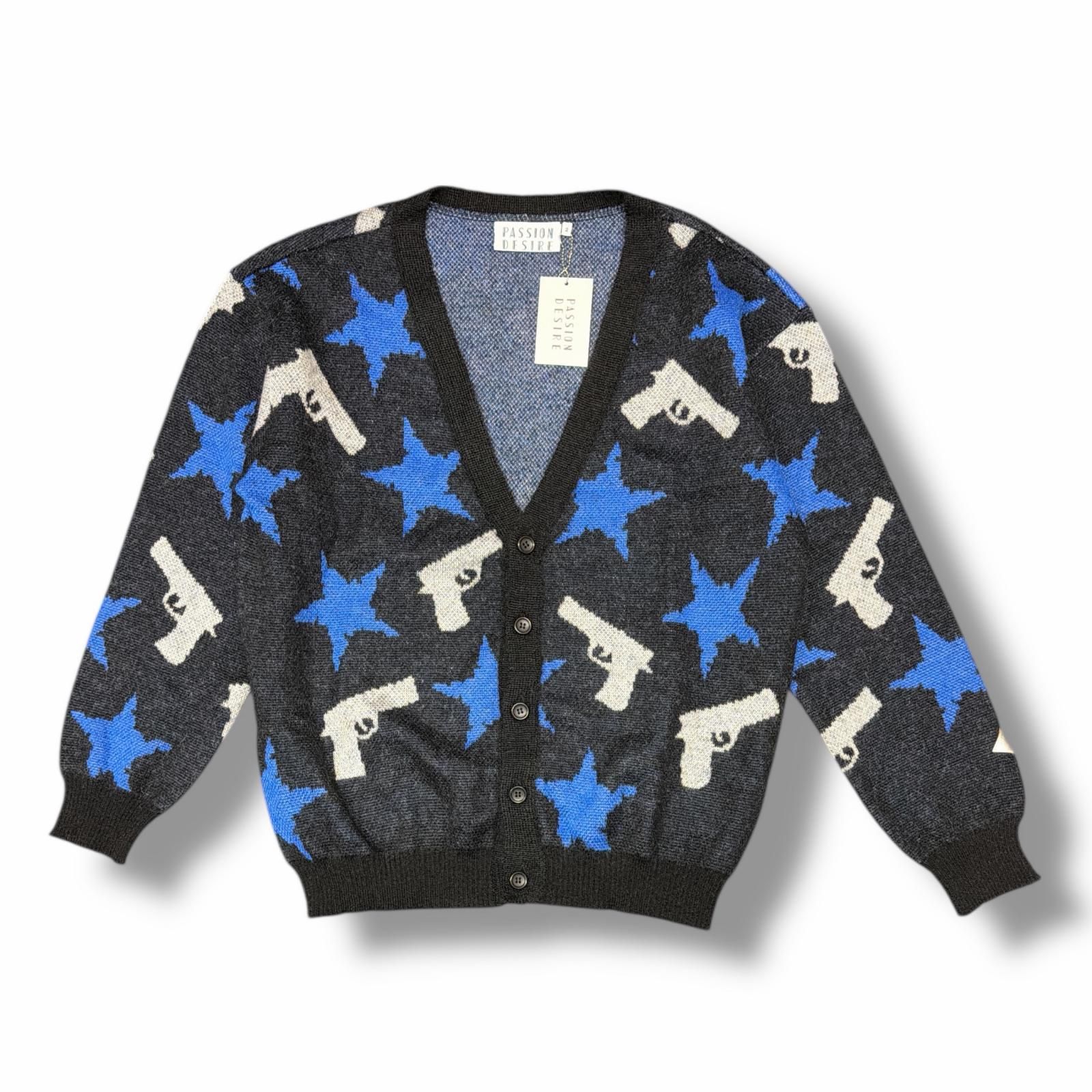 参考上代61600円 el conductorH 22 AW MOHAIR STARS スターモヘヤカーディガン ニット セーター コンダクター ブラック 2 60490 A