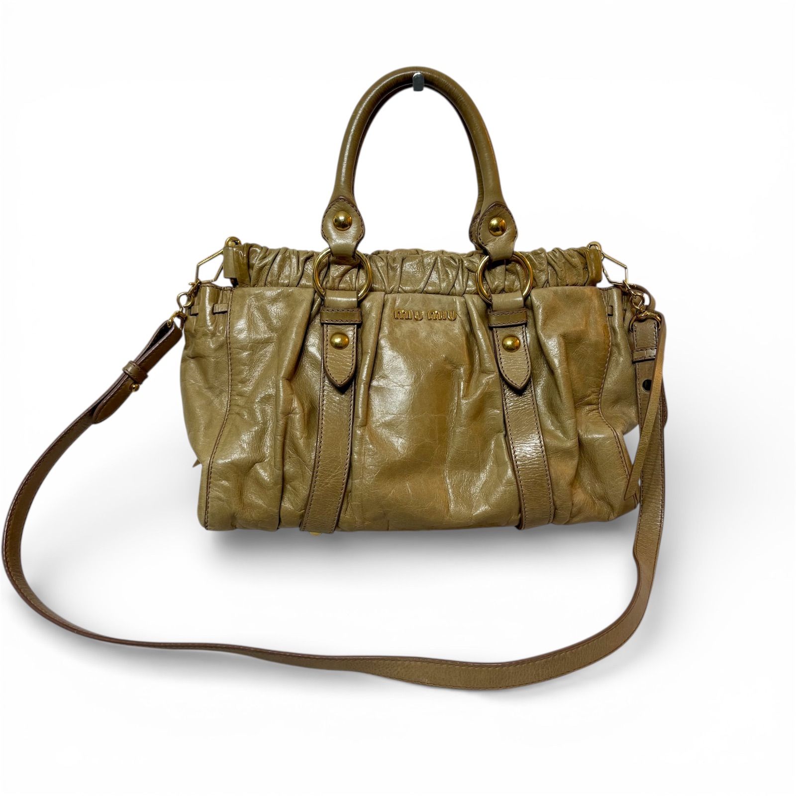 バッグ y2k miu miu vitello lux ribbon bag 2way Miu Miu Vitello Lux Side Ribbon 2-Way Shoulder Handbag RT0365