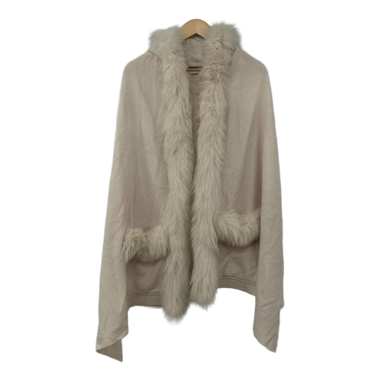 Diagram GRACE CONTINENTAL ダイアグラム ポンチョ サイズF レディース - ライトピンク×白 カシミヤ フォックス 冬