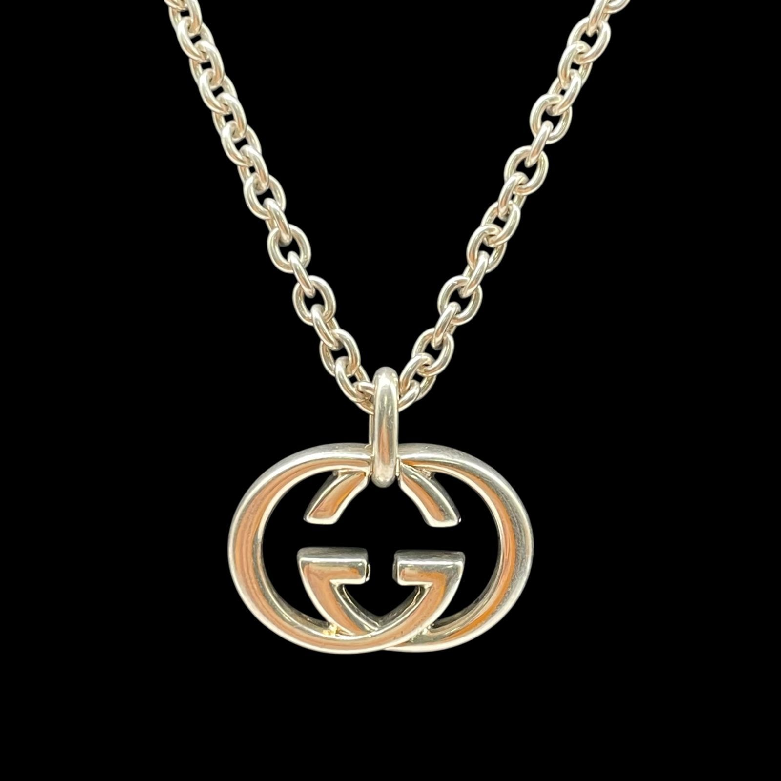 希少 gucci グッチ GG インターロッキングG 925 ロゴネックレス