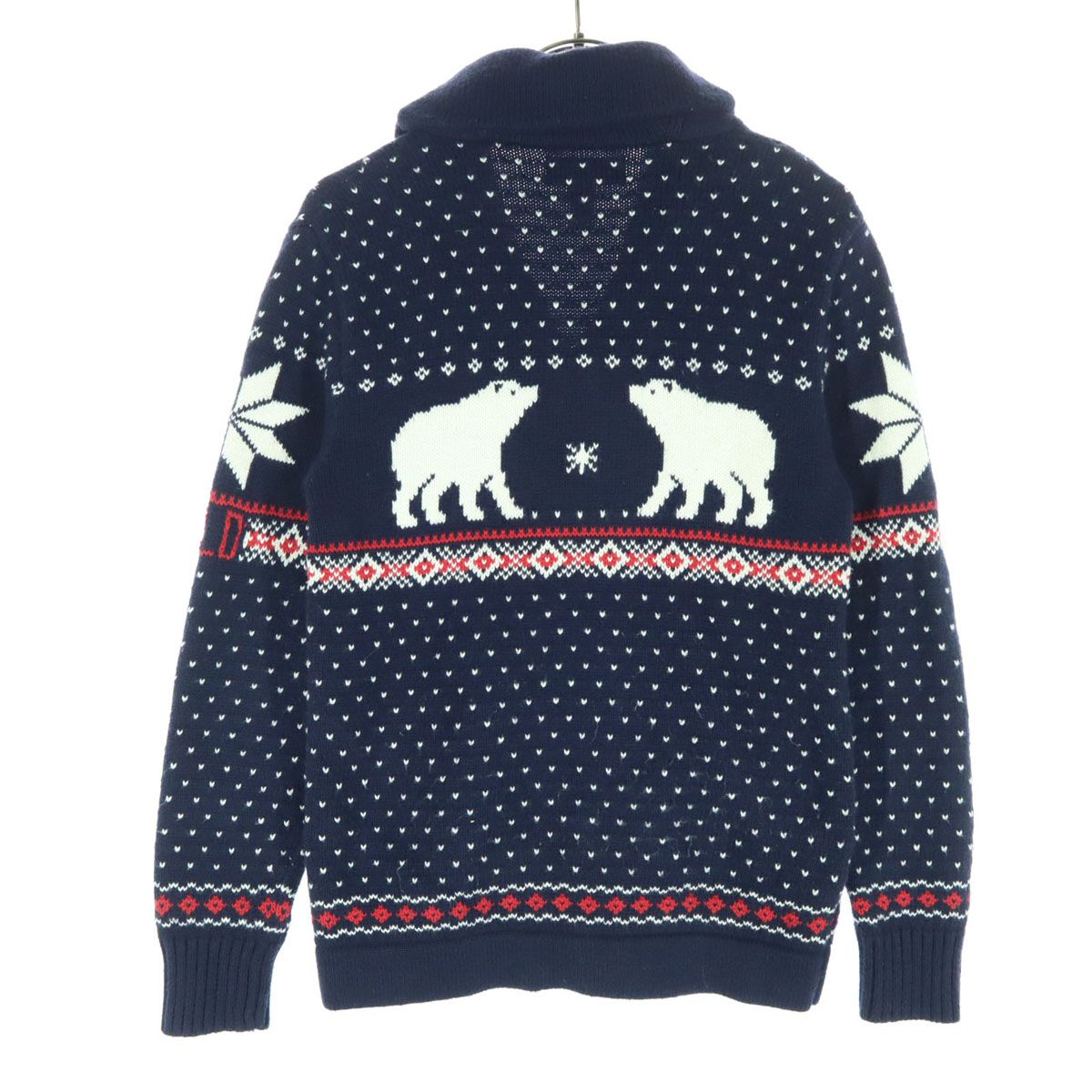 POLO RALPH LAUREN ポロラルフローレン ノルディック柄 長袖 ショール ニットジャケット 150 ネイビー キッズ 古着