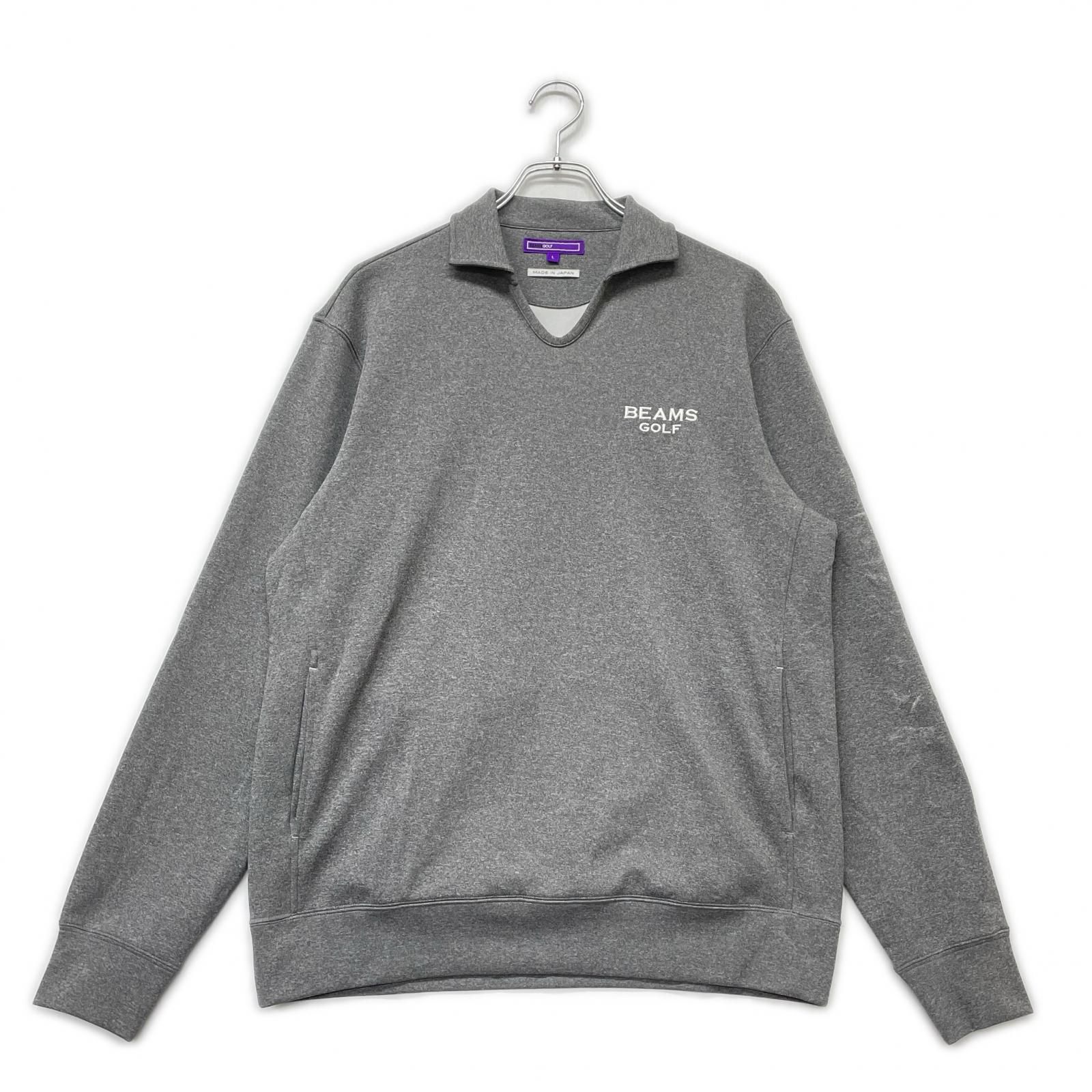 メンズ ビームスゴルフ BEAMSGOLF 長袖シャツ L グレー Vネック プルオーバー スウェット地 ストレッチ