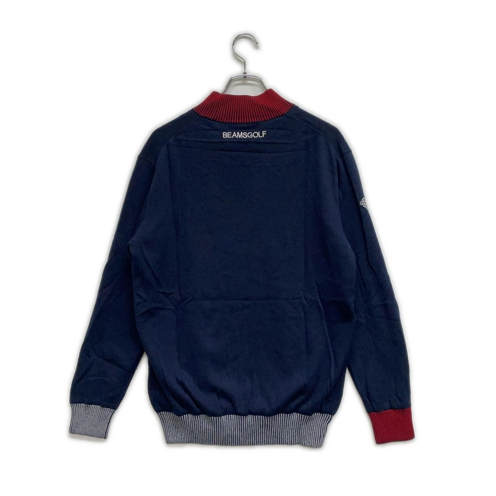 メンズ ビームスゴルフ BEAMSGOLF セーター L ネイビー パネルモックネックニット 裏地付き