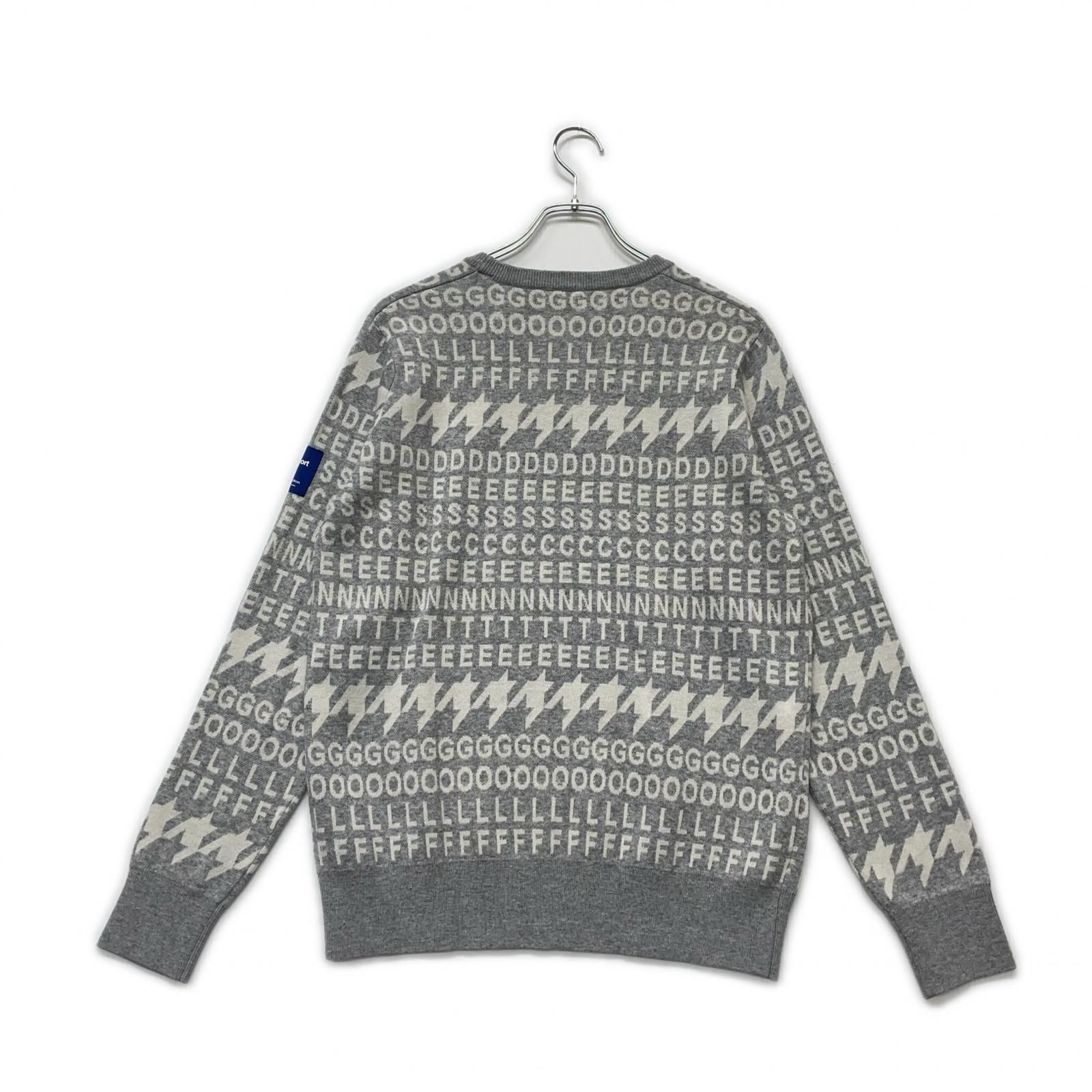 メンズ デサントゴルフ DESCENTE GOLF セーター L グレー ホワイト ロゴ総柄 クルーネック