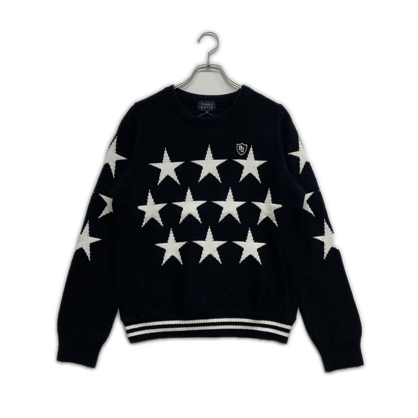 レディース パーリーゲイツ PEARLY GATES セーター 2 L 濃紺 ネイビー クルーネック 星柄