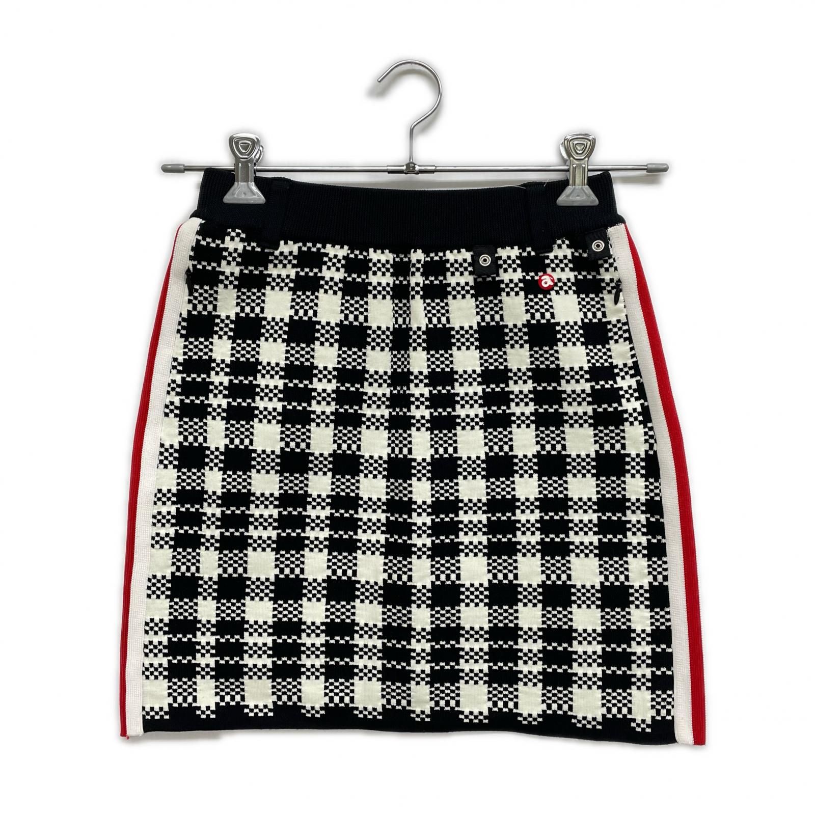 中古 レディース アルチビオ archivio スカート 36(S) 黒×白 ニット 格子柄 ダルメシアン柄