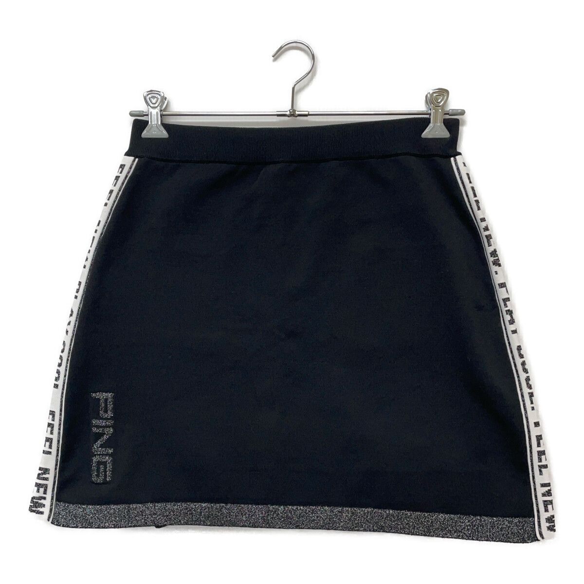 レディース ピン PING スカート LL 黒 ニット ラメロゴ フリル ウエストゴム