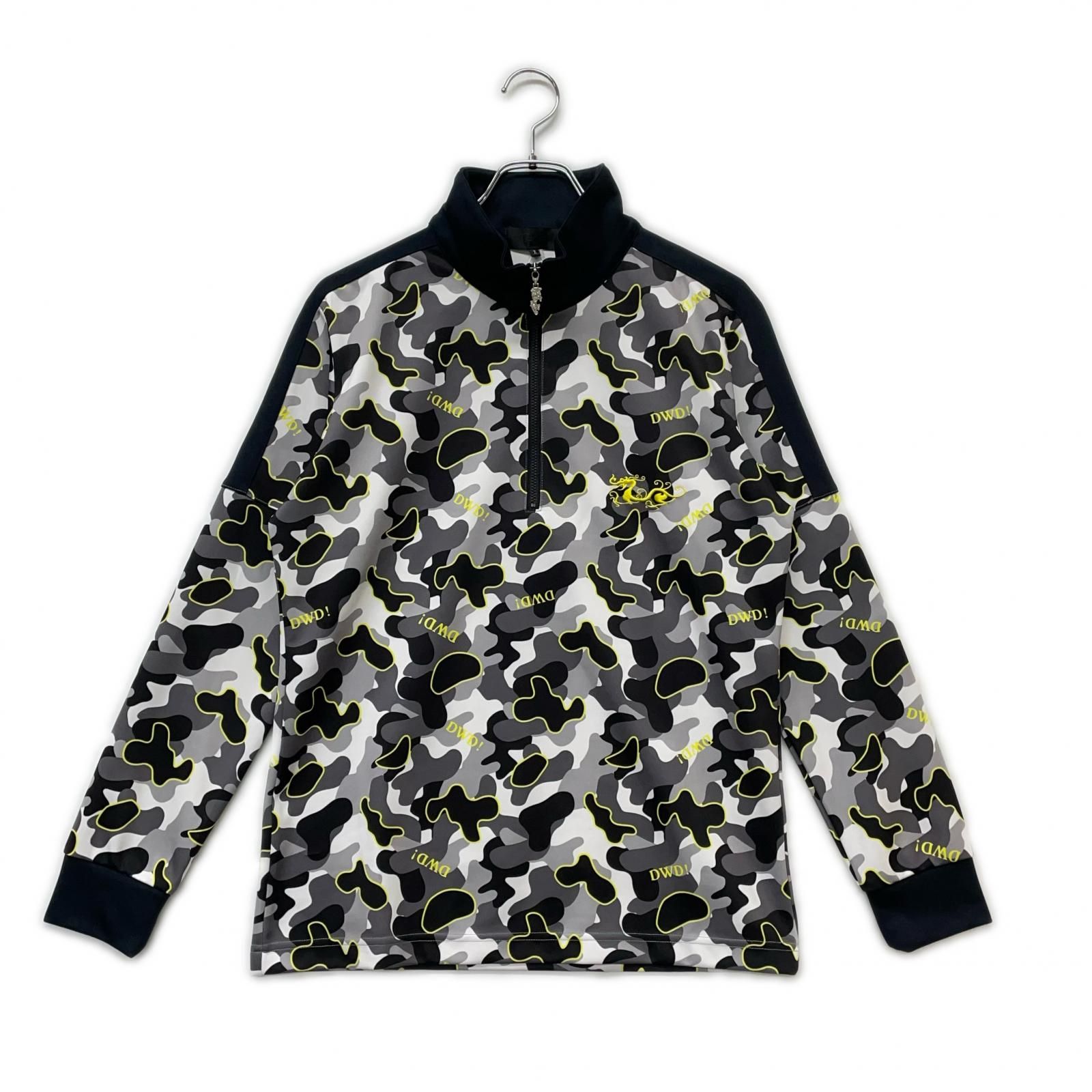 メンズ ダンスウィズドラゴン DANCE WITH DRAGON 長袖シャツ 2 M ブラック系 ハーフジップ カモフラ総柄