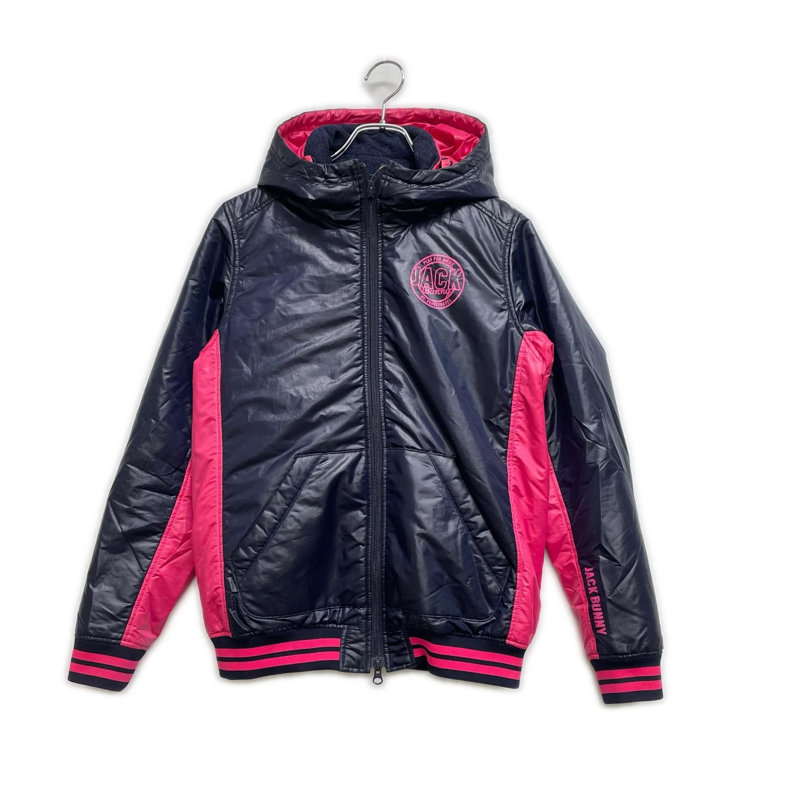 レディース ジャックバニー Jack Bunny!! フルジップアウター 1 M 紺×ピンク ベスト付き リバーシブル