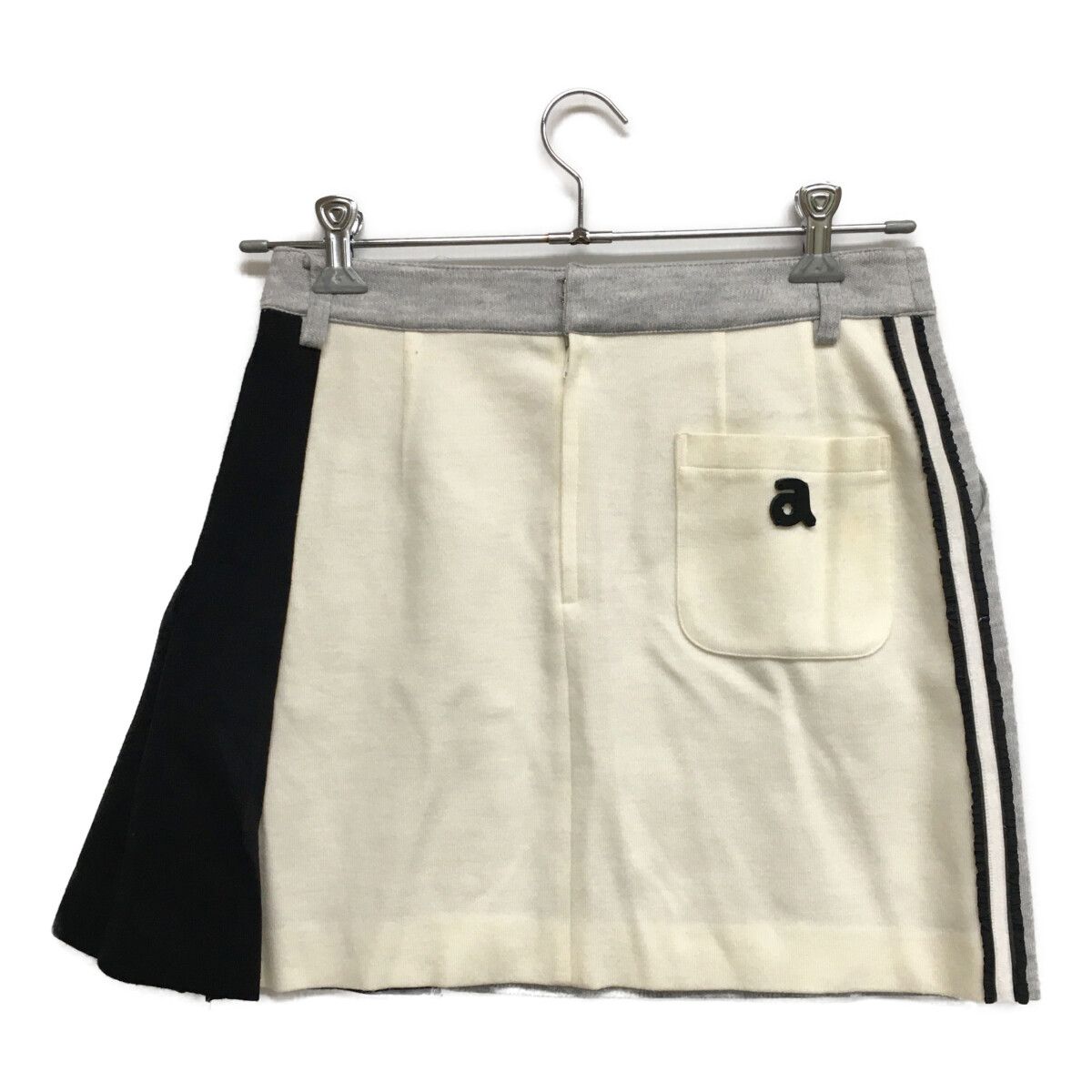 レディース アルチビオ archivio スカート 40 L グレー×白×黒 ニット 裏地付き