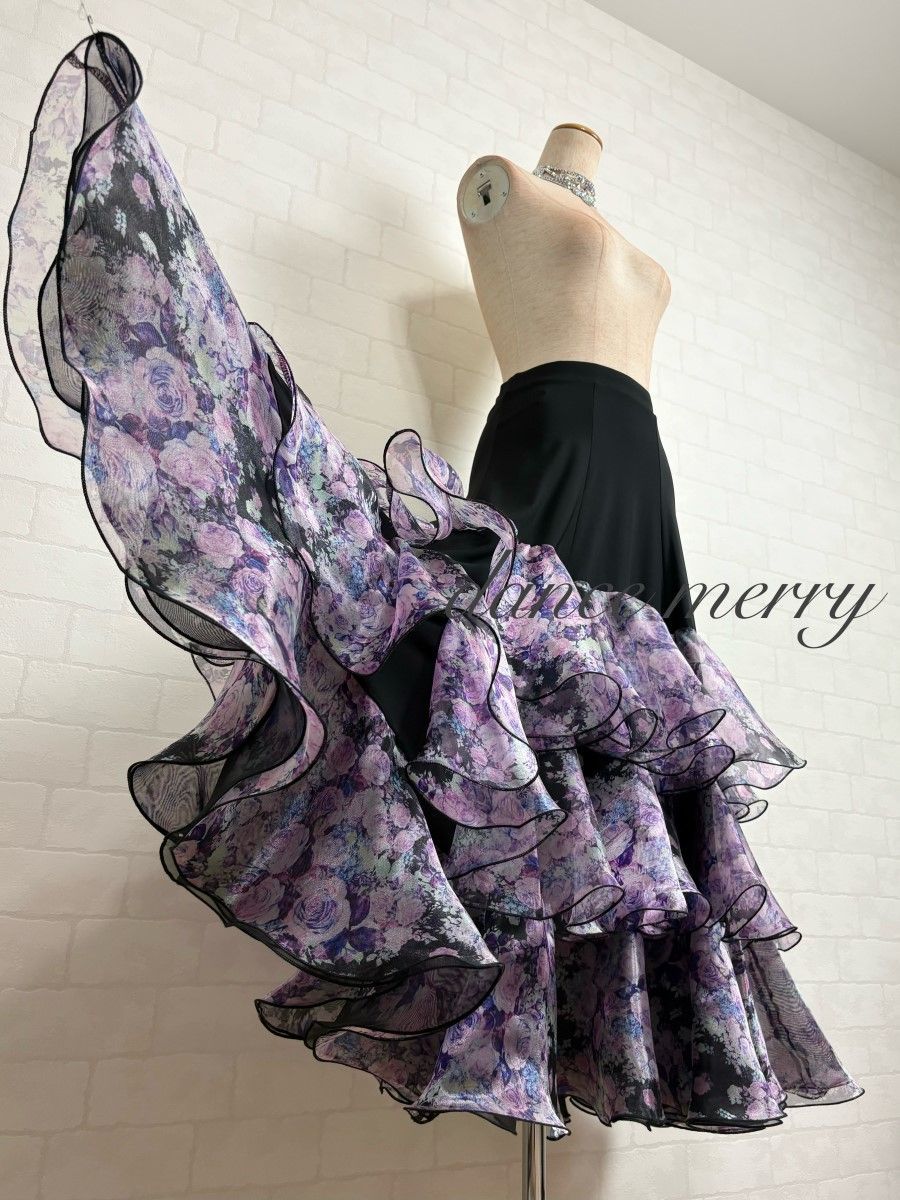 新品　社交ダンス　ツーピース　紫　黒　セットアップ　パーティ　タンゴ　2816 新品 社交ダンス 黒 紫 ラベンダー ツーピース セットアップ タンゴ