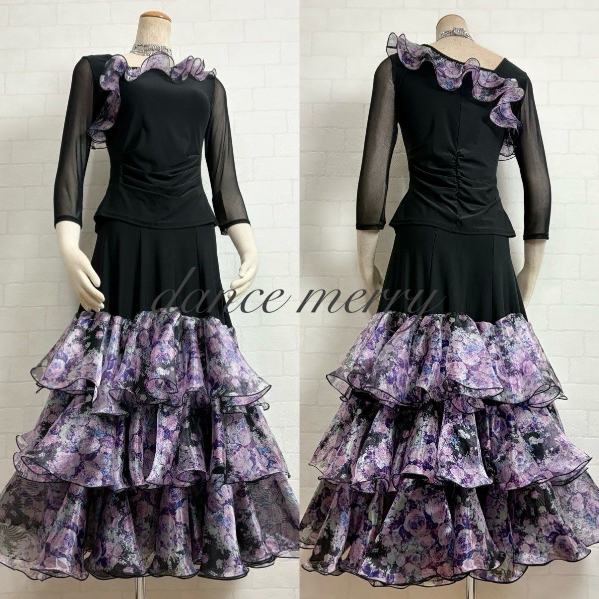 新品　社交ダンス　ラベンダー　ツーピース　セットアップ　プリーツ　1436　衣装 新品 社交ダンス ラベンダー ツーピース セットアップ プリーツ 1436