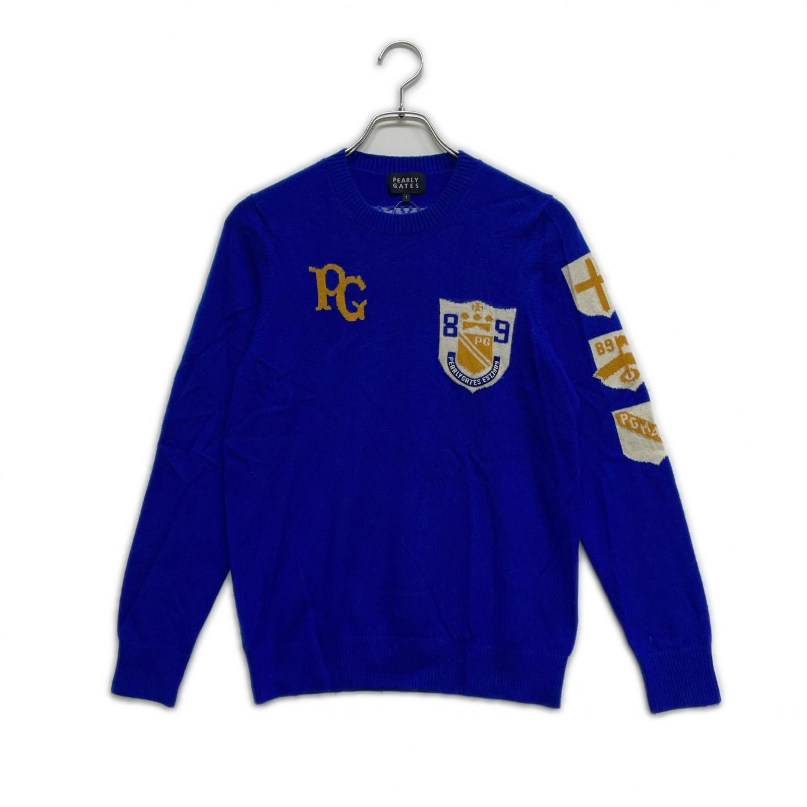レディース パーリーゲイツ PEARLY GATES セーター 1 M ブルー カシミヤ100％ クルーネック