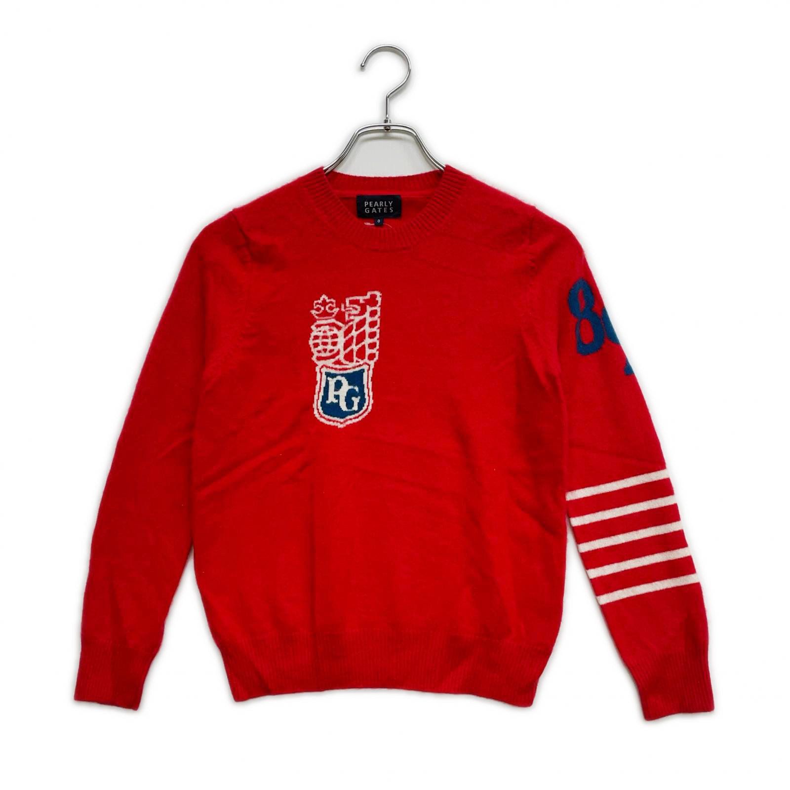 レディース パーリーゲイツ PEARLY GATES セーター 0 S 赤 レッド カシミヤ クルーネック