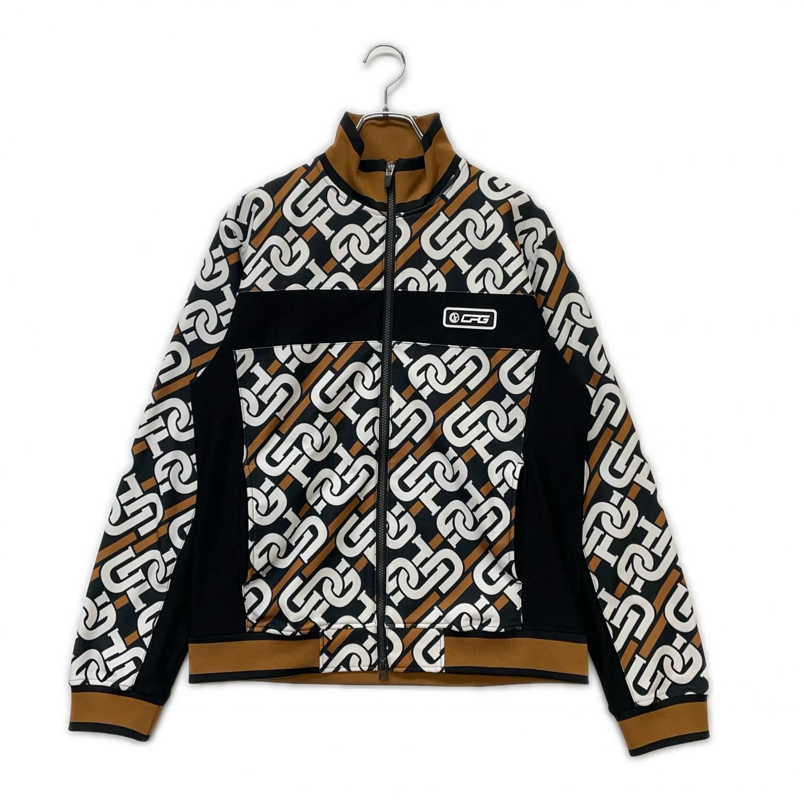 CPG シーピージーゴルフ 裏起毛ジップジャケット 総柄 ブラック系3 中古 メンズ シーピージーゴルフ CPG GOLF フルジップアウター 3(L) 黒