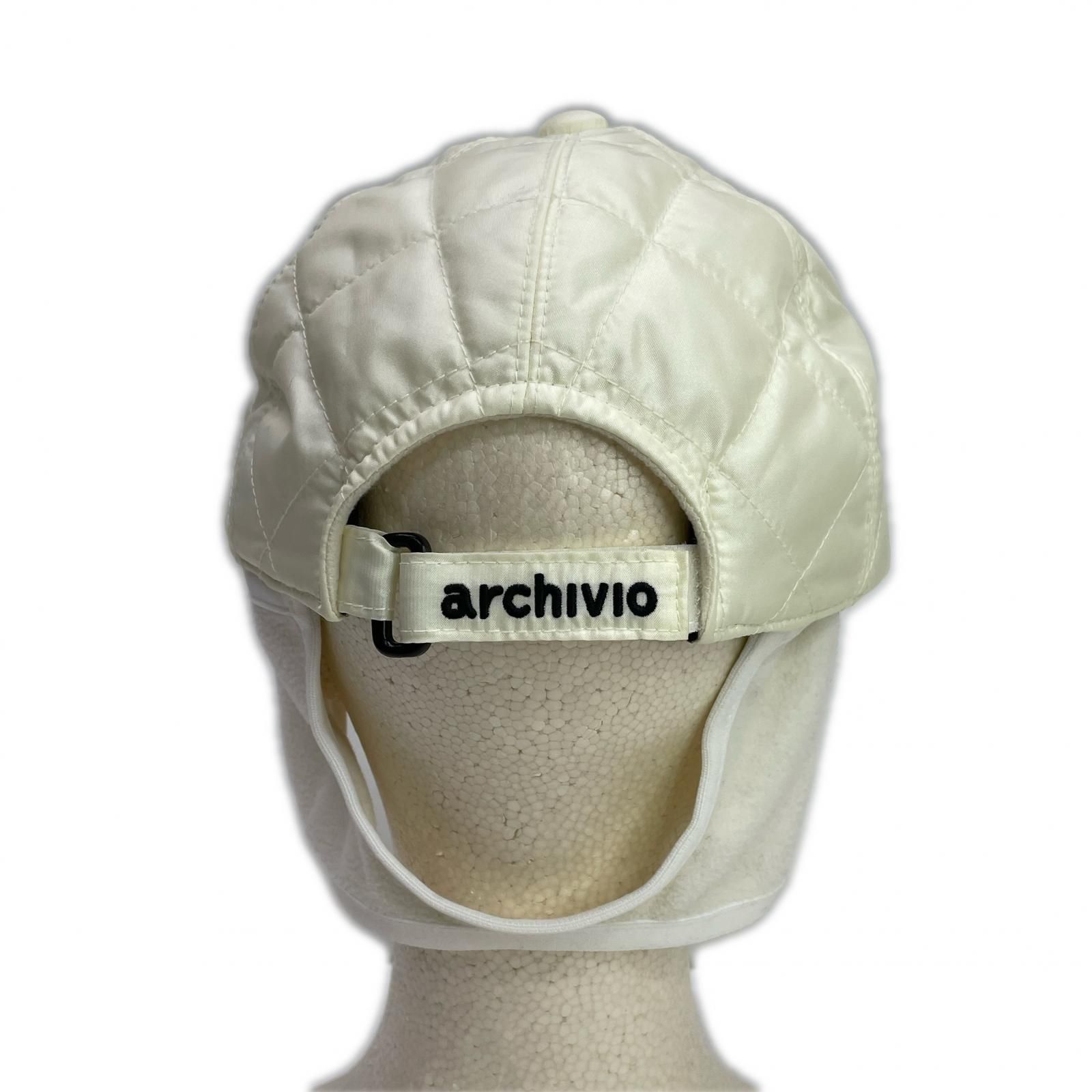 中古 アルチビオ archivio キャップ 白 ホワイト 中綿入り 耳当て付き